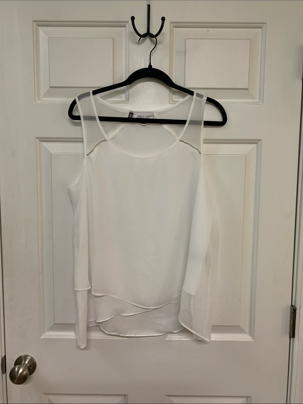 Jennifer Lopez BNWT White Sheer Overlay Tank Camisole Size L